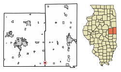 Vermilion County Illinois Incorporated and Unincorporated areas Allerton Highlighted